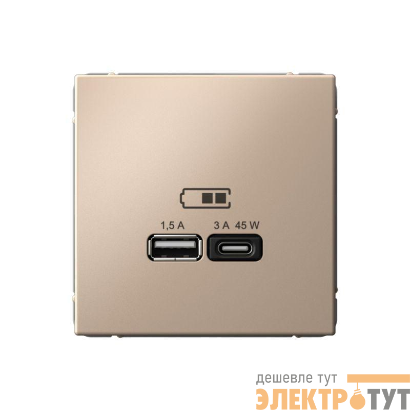 Розетка USB ArtGallery тип A+C 45Вт QC PD высокоскор. ЗУ механизм песочн. SE GAL001229