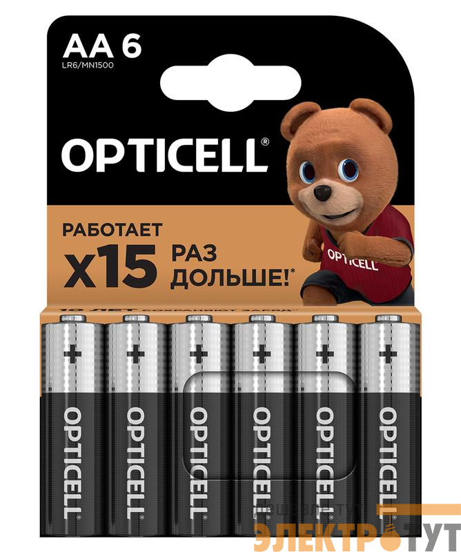 Элемент питания алкалиновый AA/LR6 (блист. 6шт) Basic Opticell 5051006