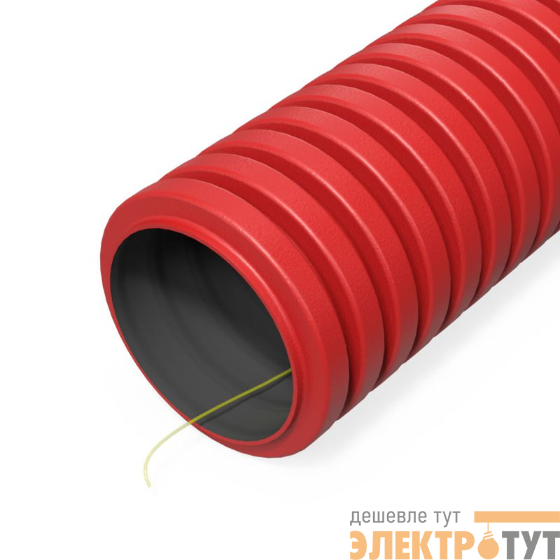 Труба гофрированная двустенная ПНД гибкая d40мм с протяжкой SN29 450 красн. (уп.50м) Промрукав PR15.0253