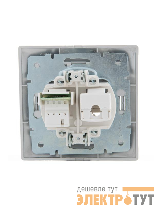 Розетка компьютерная + телефонная 2-м СП Mira RJ45 + RJ11 сер. метал. LEZARD 701-1010-143