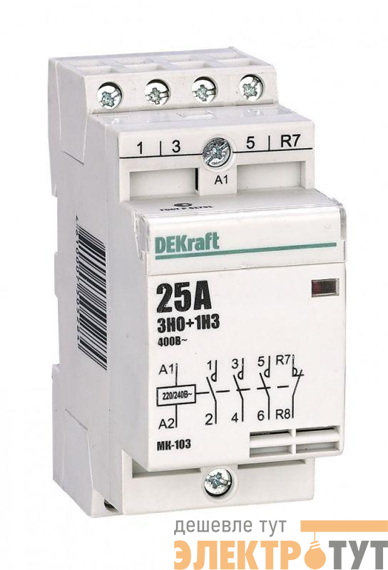 Контактор модульный МК-103 3НО+1НЗ 16А 230В DEKraft 18054DEK