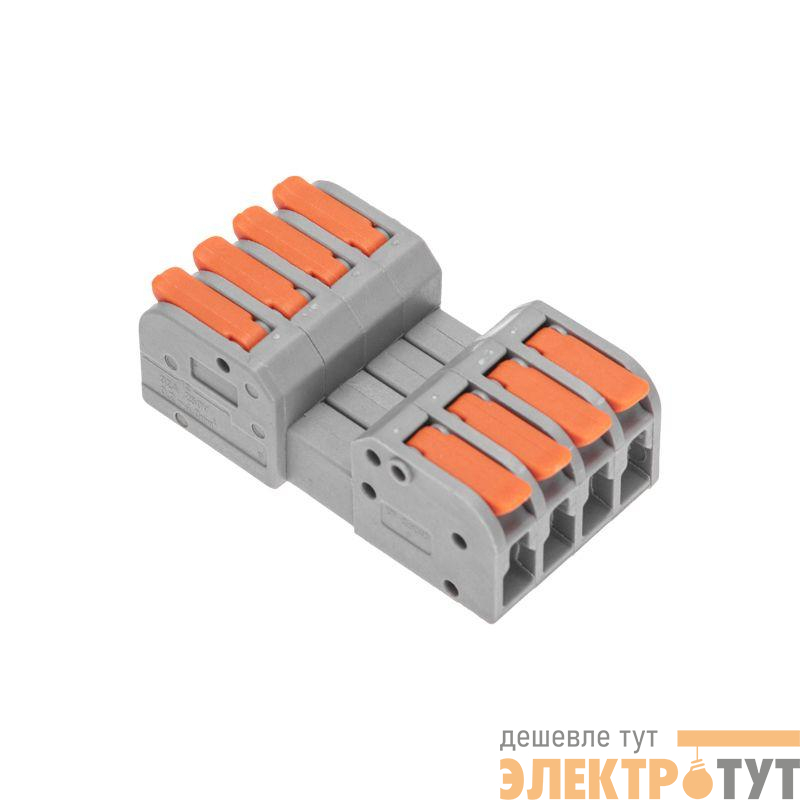 Клемма СМК 222-424R проходная разъемная 4 полюса сер. 0.2-2.5/4кв.мм Rexant 07-5264