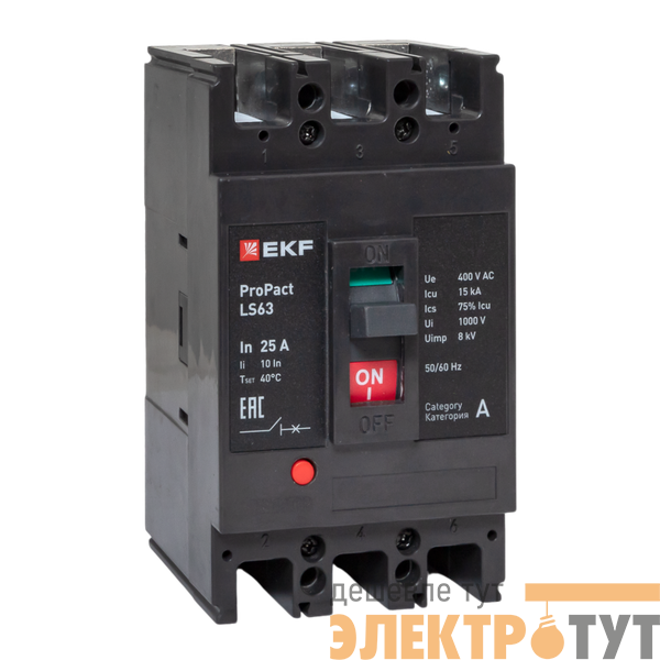Выключатель автоматический 3п 25А 15кА LS63 ProPact EKF mccb-63-15-3-25-ls