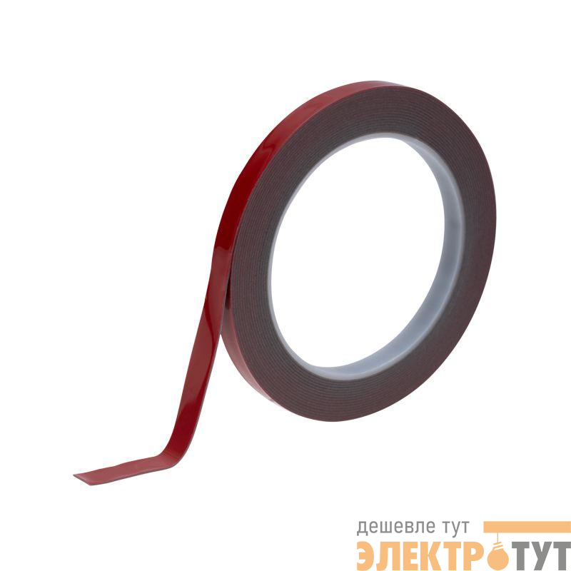 Скотч двухсторонний 9ммх5м красн. на сер. основе Rexant 09-6009