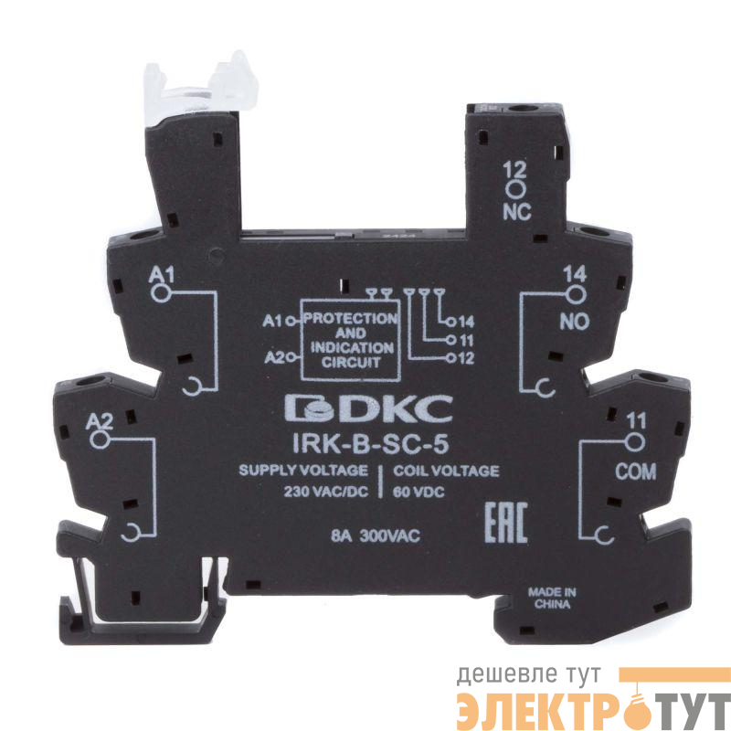 Колодка ультратонкая для реле RIS вх. напр. 230В AC/DC винт. клеммы DKC IRK-B-SC-5