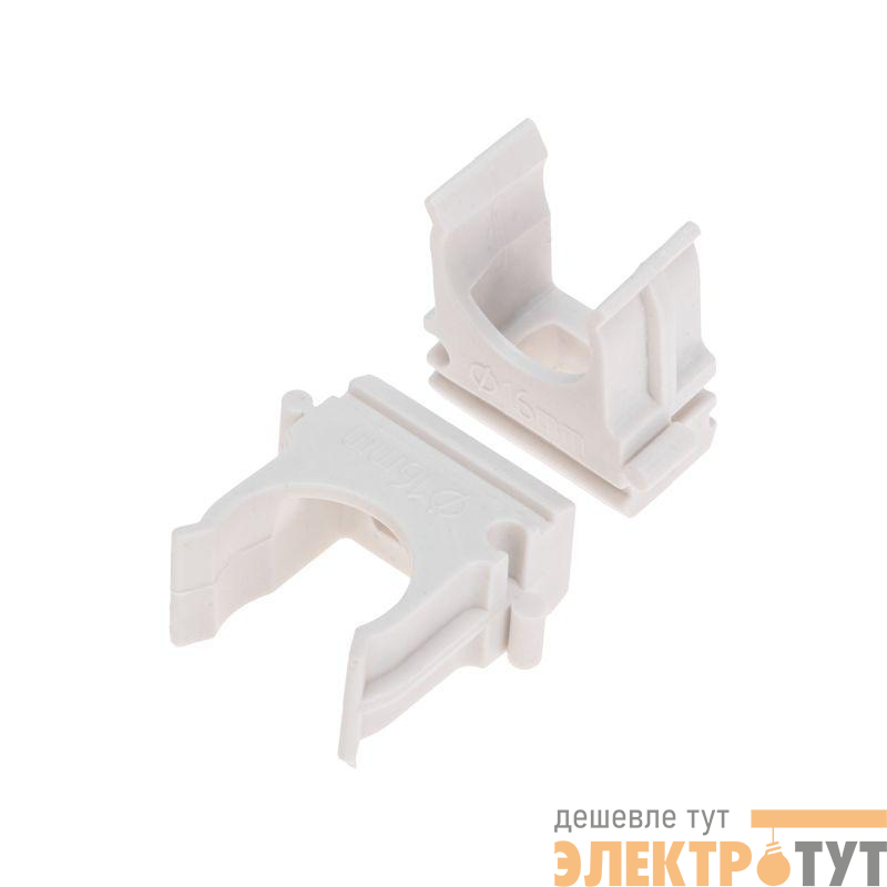 Держатель для труб (клипса) d16мм бел. (уп.100шт) Rexant 28-0116-6