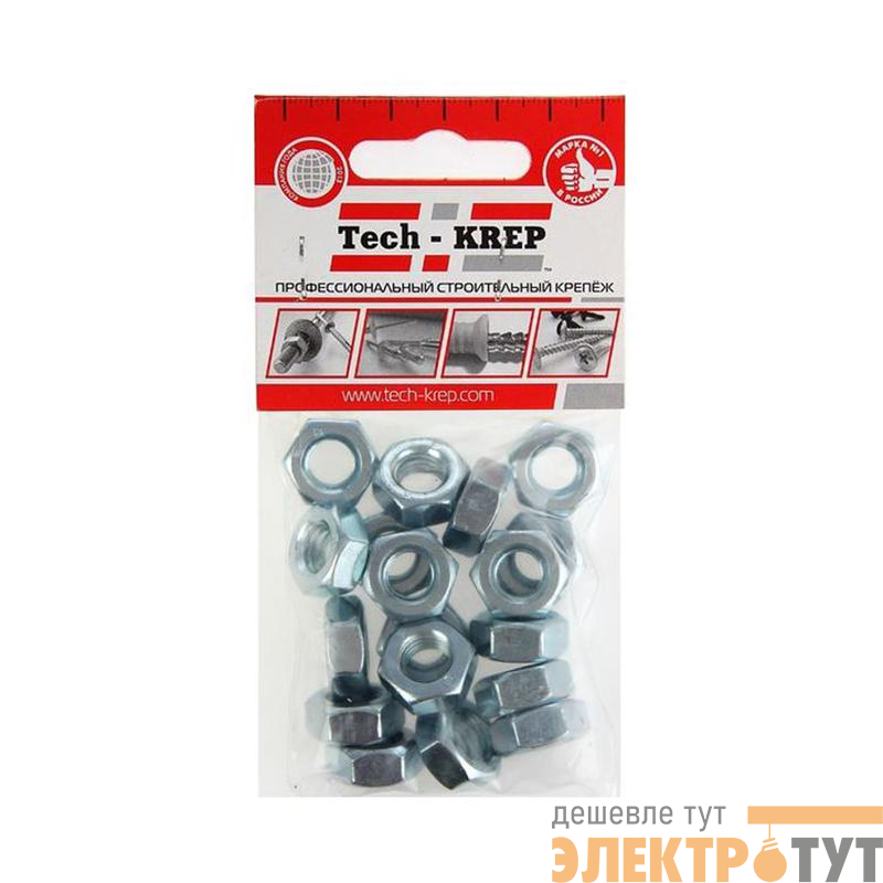 Гайка шестигранная М10 DIN 934 цинк. (пакет) (уп.18шт) Tech-Krep/Zitar 103027