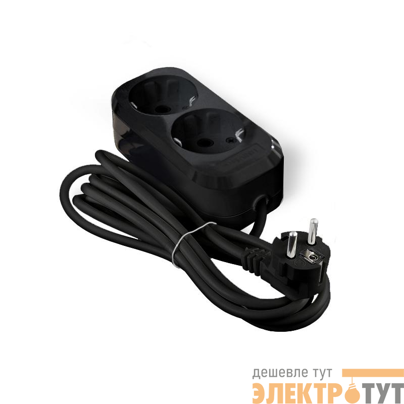 Удлинитель 2х3м с заземл. 16А IP20 Е-302 ПВС 3х1 АБС-пластик черн. UNIVersal 2176