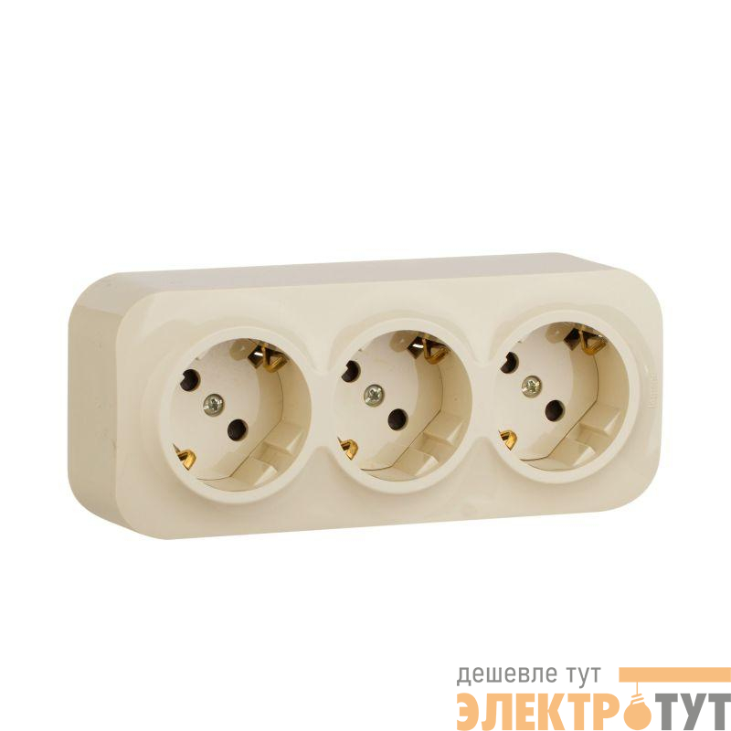 Розетка 3-м ОП Quteo 16А IP20 250В 3х2P+E с заземл. защ. шторки сл. кость IEK 782268