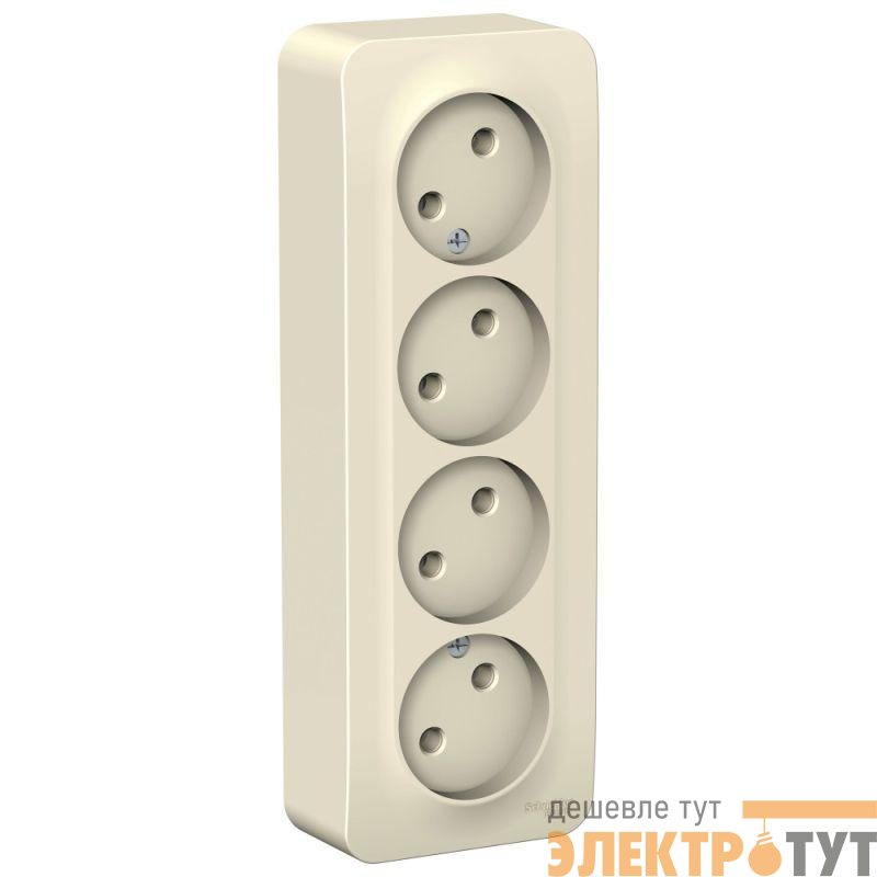 Розетка 4-м ОП Blanca 16А IP20 250В без заземл. без защ. шторок с изолир. пластиной молоч. SE BLNRA000412
