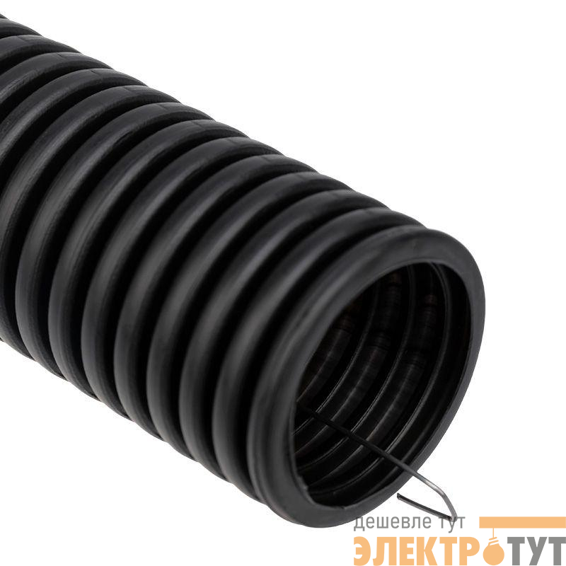 Труба гофрированная ПНД d50мм с протяжкой черн. (уп.15м) Rexant 28-0050-3