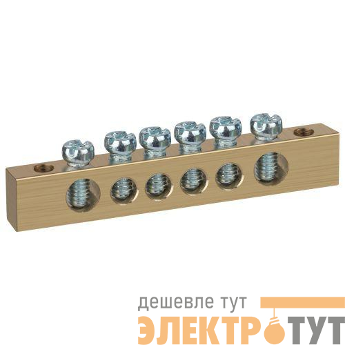 Шина NO-122-20 PEN земля-ноль 8х12мм 6/2 латунная крепеж по краям Эра Б0047235