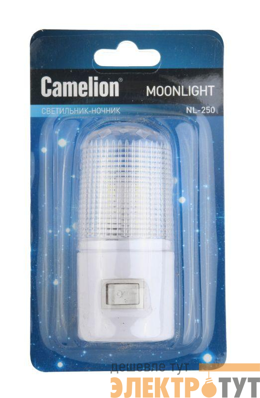 Светильник светодиодный NL-250 220В ночник с выкл. бел. Camelion 14357