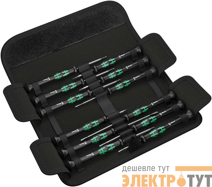 Набор отверток прецизионных Kraftform Micro 12 Universal 1 12 пр. PH 00/0 TORX HF TX 5/6 SL 1.5/1.8/2.0/2.5/3.0 HEX 0.9/1.5/2.0 Wera WE-073675