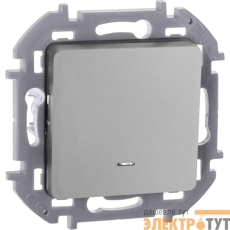 Выключатель 1-кл. Inspiria 10А IP20 250В 10AX с подсветкой/индикацией механизм алюм. IEK 673612