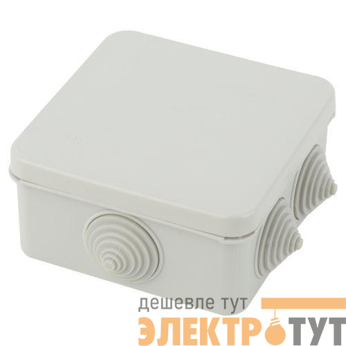 Коробка распаячная KKORz-100-100-50-6gv открытой установки КОР 100х100х50мм защелк. крышка 6 вставл. сальника IP55 ЭРА Б0055757