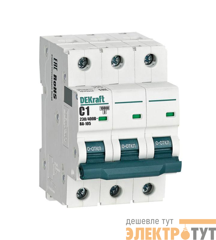 Выключатель автоматический модульный 3п C 1А 10кА ВА-105 DEKraft 13172DEK