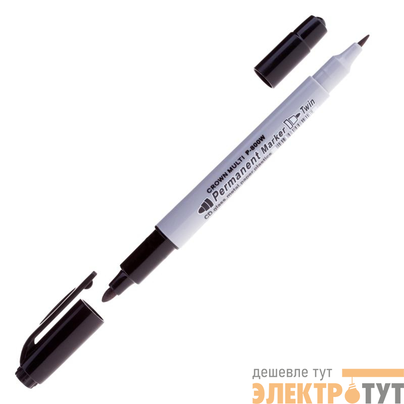 Маркер перманентный двухсторонний "Multi Marker Twin" 2мм/1мм пулевидный черн. Crown Б0048242