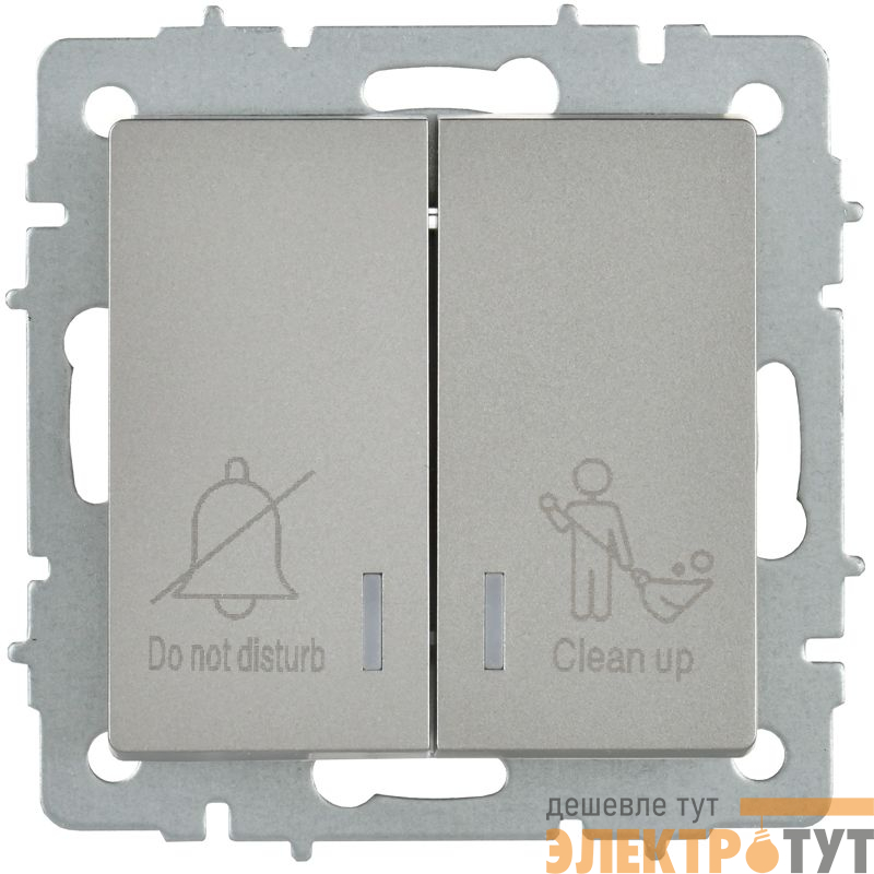 Выключатель 2-кл. BRITE 10А ВС10-2-9-БрС для отелей с индик. механизм сталь IEK BR-V20-2-10-K46