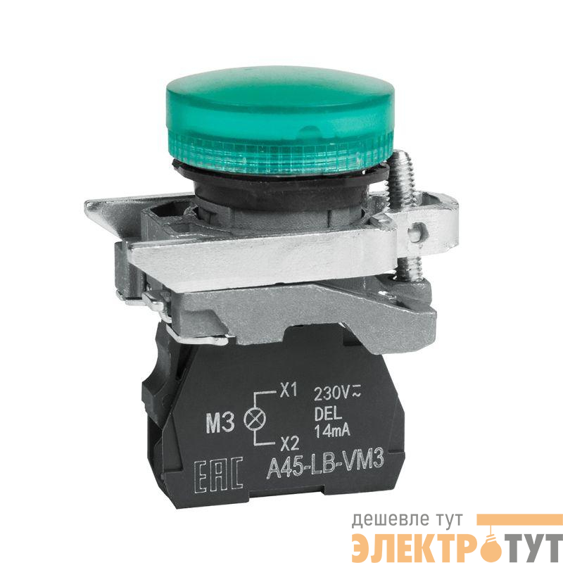 Лампа сигнальная OptiSignal D22 C4-L-M3 зел. металл 230-240VAC XB4BVM3 КЭАЗ 332174