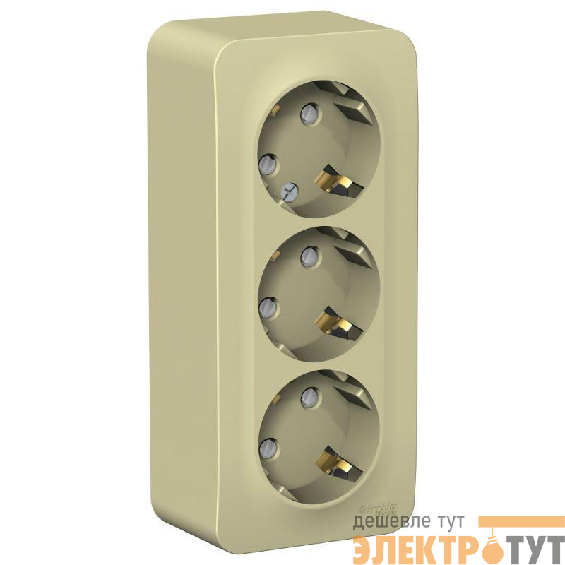 Розетка 3-м ОП Blanca 16А IP20 250В с заземл. защ. шторки с изолир. пластиной беж. SE BLNRA011317
