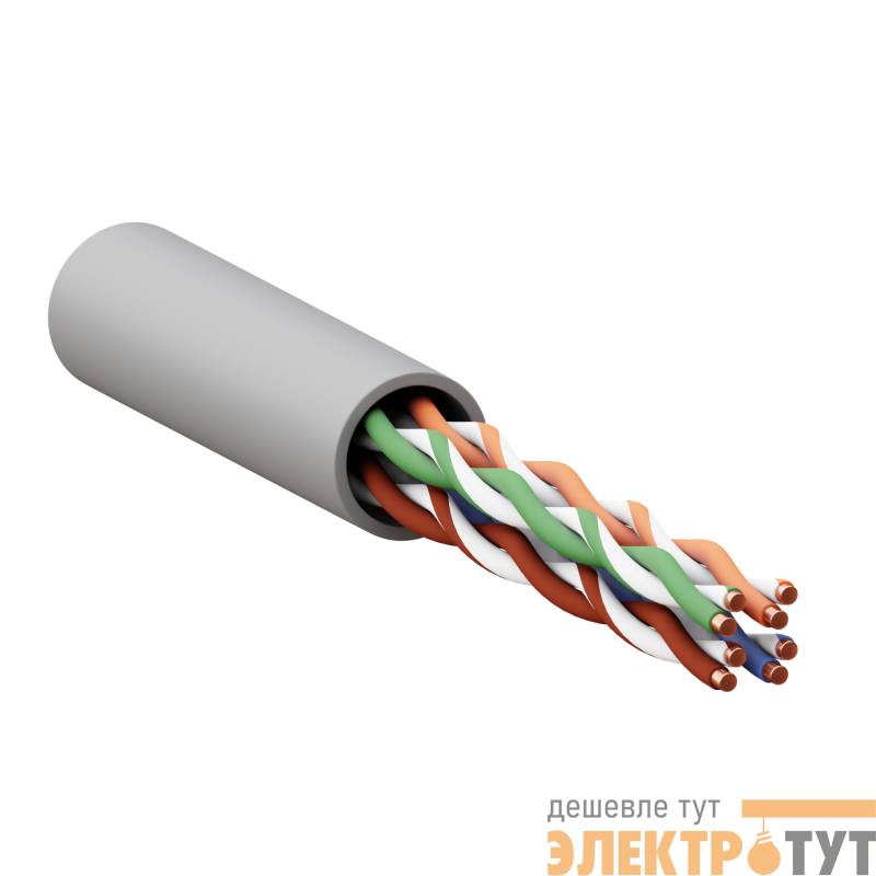 Кабель витая пара U/UTP кат.5E 4 пары 24 AWG solid PVC сер. TERACOM PRO PRO EKF TRP-5EUTP-04PVC-GY-IN3