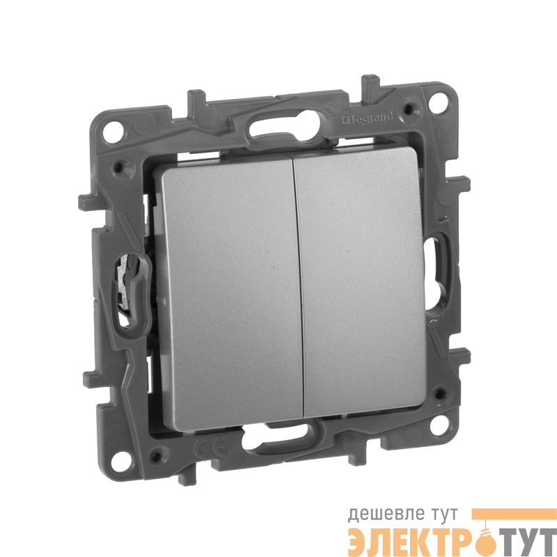 Переключатель 2-кл. 1п 1мод. СП Etika Plus 10А IP20 250В 10AX безвинтов. зажимы механизм алюм. IEK 672412