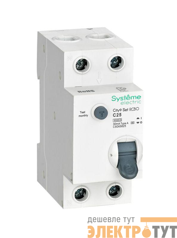 Выключатель автоматический дифференциального тока City9 Set (АВДТ) 1P+N C 25А 6кА 30мА Тип-A 230В SE C9D65625