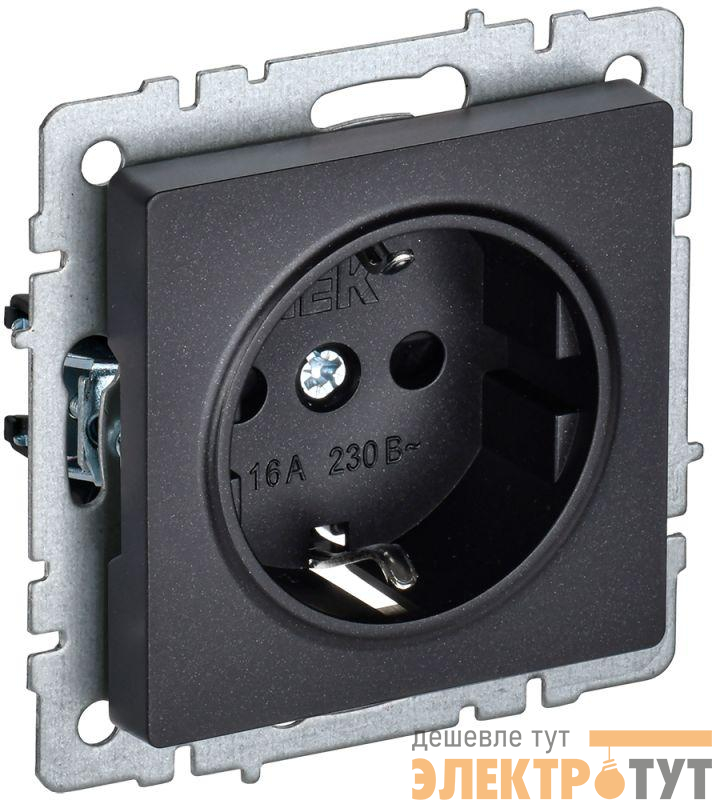Розетка BRITE РС14-1-0-БрЧ 16А с заземл. защ. шторки механизм черн. IEK BR-R14-16-K02