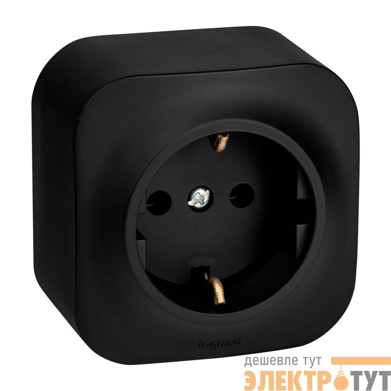 Розетка 1-м ОП Quteo 16А IP20 2P+E с заземл. без защ. шторок черн. матов. IEK 782472