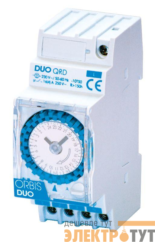 Реле времени модульное суточное DUO QRD шаг 30мин с рез. ORBIS OB292032