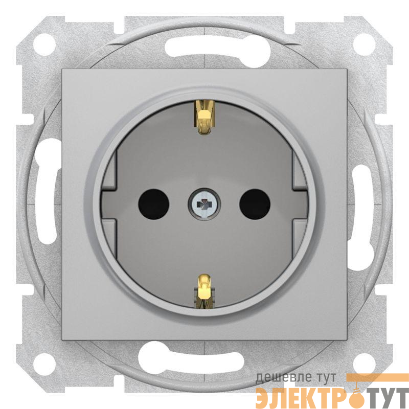 Механизм розетки 1-м СП Sedna 16А IP20 с заземл. быстрозажим. контакты защ. шторки алюм. SchE SDN3001760