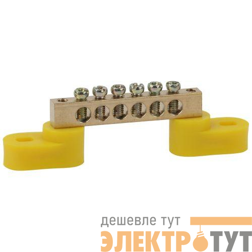 Шина PE "земля" на двух угловых изоляторах ШНИ-6х9-6-У2 желт. NO-222-108-1 ЭРА Б0044157