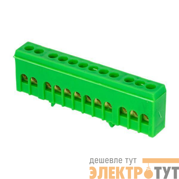 Шина нулевая PE 6х9 12 отверстий зел. изолированный корпус на DIN-рейку латунь розн. стикер PROxima EKF sn0-63-12-ig-r