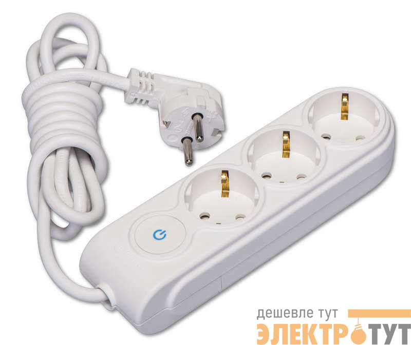 Удлинитель 3х3м с заземл. 16А IP20 ПВС 3х1.5 с выкл. защ. шторки Makel N3310044