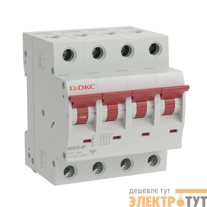 Выключатель автоматический модульный 4п D 4А 4.5кА YON max MD63S YON MD63S-4PD4