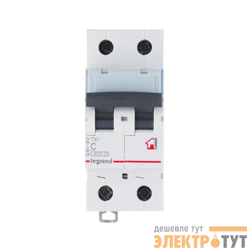 Выключатель автоматический модульный 2п B 63А 6кА TX3 6000 2мод. 230/400В Leg 403992