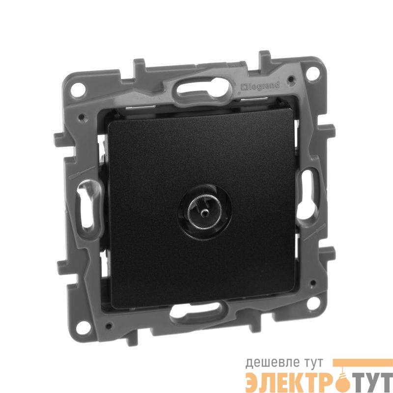 Розетка телевизионная TV СП Etika 2дБ 0-2400МГц с топологией "звезда" механизм антрацит IEK 672651