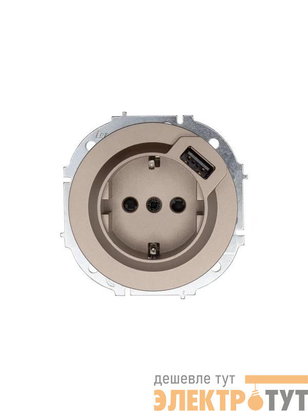 Розетка 1-м СП OSEN с заземл. + USB разъем механизм титан LEZARD 743-3788-181