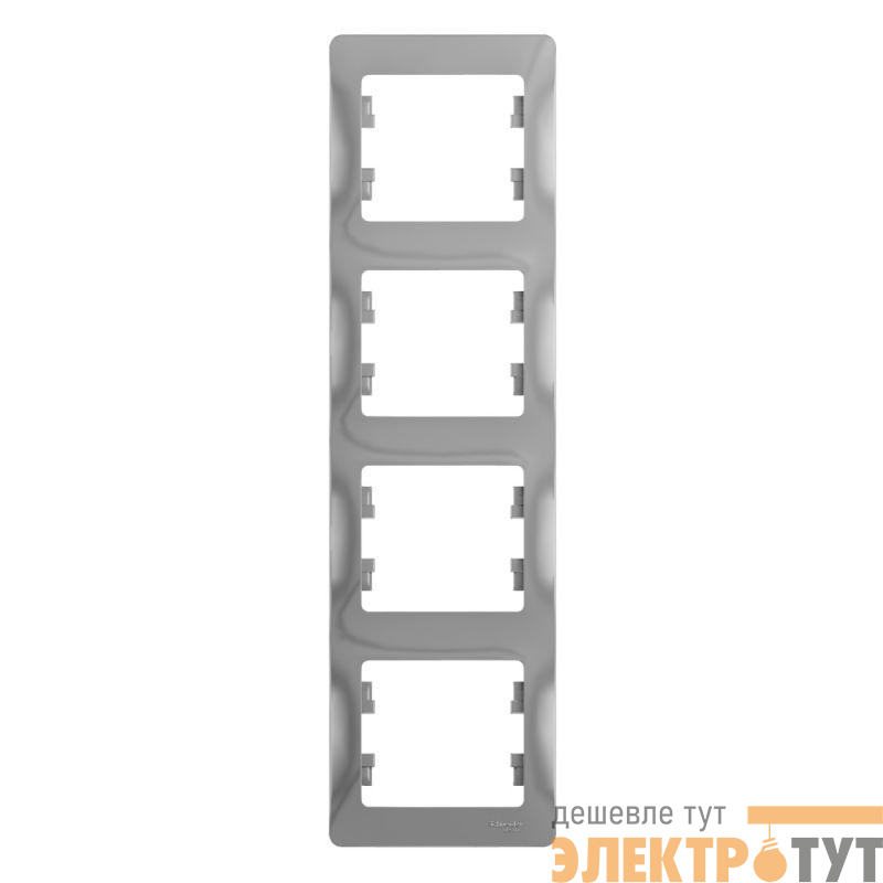 Рамка 4-м Glossa вертикал. алюм. SE GSL000308