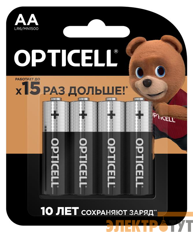 Элемент питания алкалиновый AA/LR6 (блист. 4шт) Basic Opticell 5051001