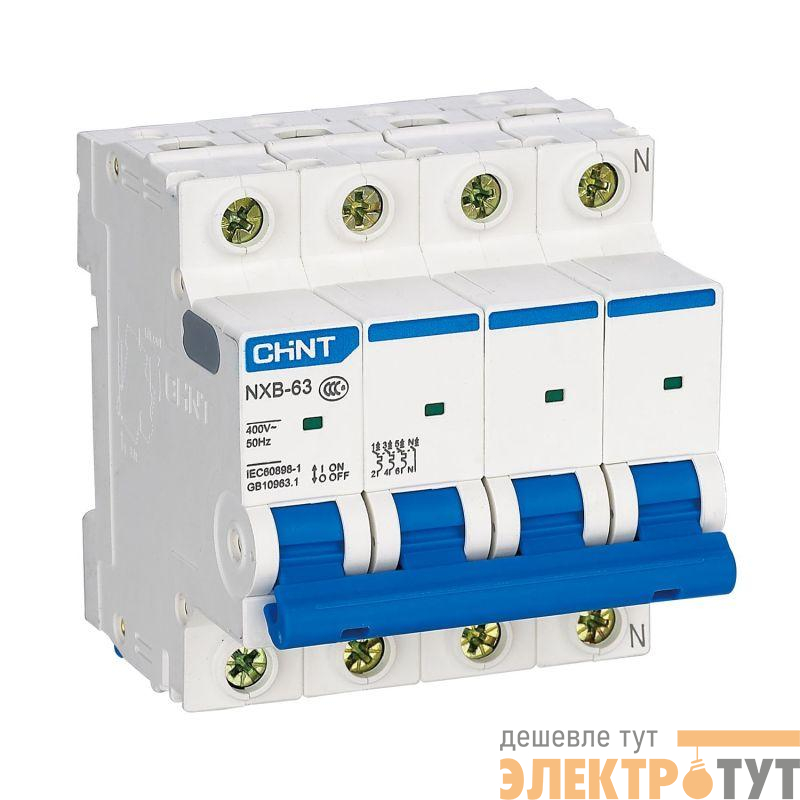 Выключатель автоматический модульный 4п C 16А 6кА NXB-63 (R) CHINT 814248