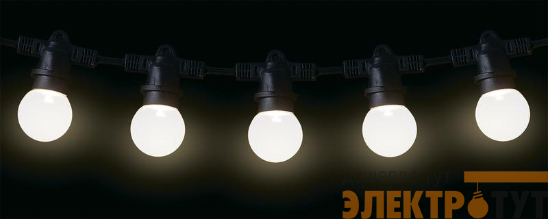 Гирлянда уличная "Белт-лайт" PBL-S60/L18+1.5 Black E27 IP65 18м 60ламп 1.5м шнур соедин. в линию max750Вт (лампы не в компл.; возможно использов. с фитолампами в теплице) Pro JazzWay 5040588A