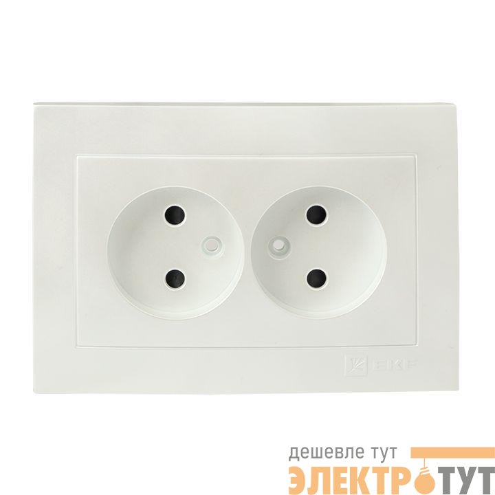 Панель лицевая Валенсия для 2-м розетки 10А без заземл. защ. шторки жемчуж. PROxima EKF ESR10-L-102-50