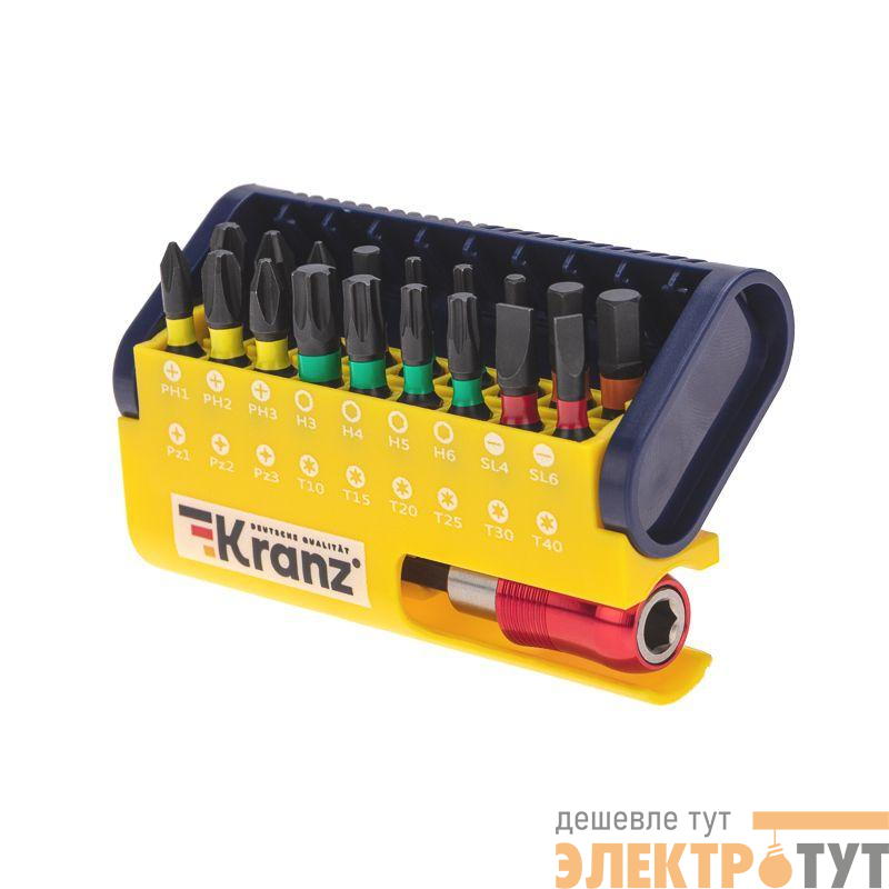 Набор бит с магнитным держателем пластиковый кейс 19 шт Kranz KR-92-0465