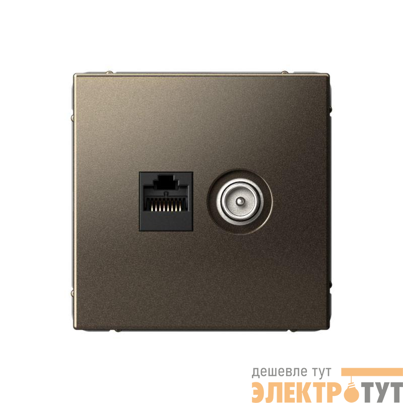 Розетка компьютерная + телевизионная 2-м СП ArtGallery RJ45 кат.5E + TV механизм мокко SE GAL000689