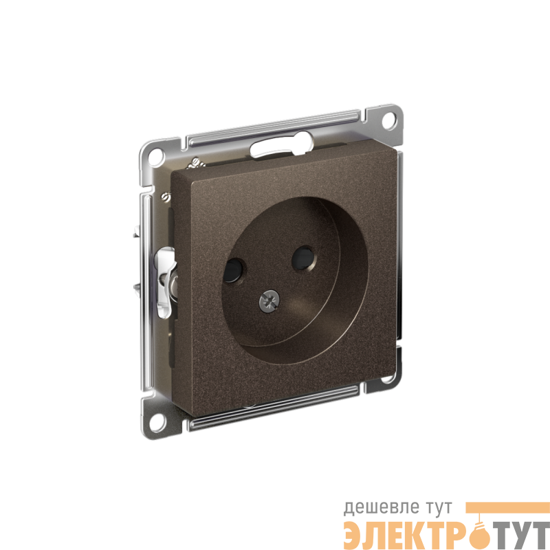 Розетка 1-м СП AtlasDesign 16А IP20 без заземл. защ. шторки механизм мокко SE ATN000649