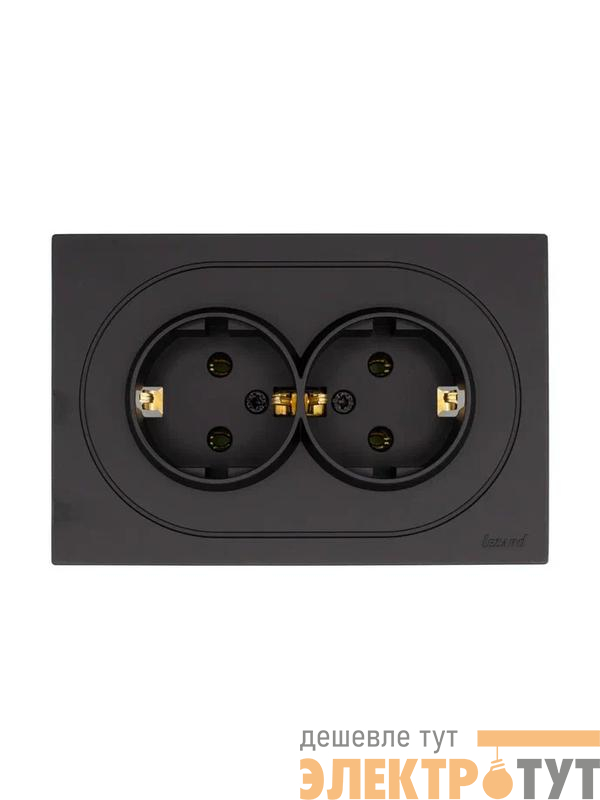 Розетка 2-м СП OSEN с заземл. ПБТ механизм черн. бархат LEZARD 743-4200-127B