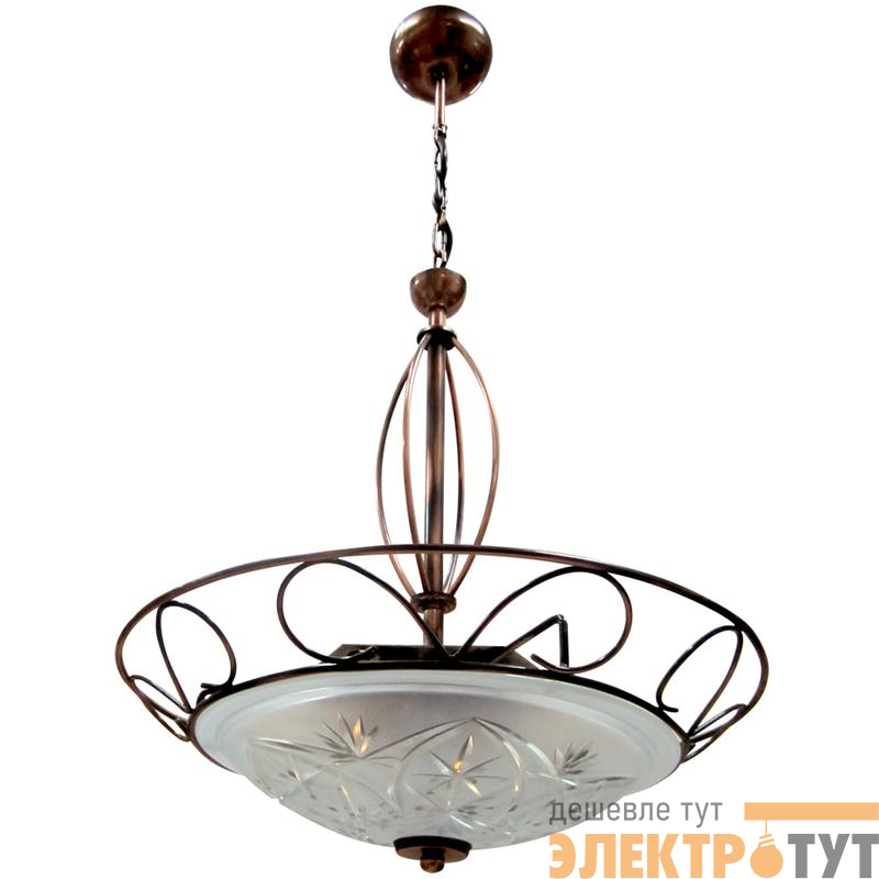 Светильник "Искра" 400 НСБ 01-3х60-160 корпус "Орнамент" медь ИУ (es) прозр./матов. Элетех 1005251584