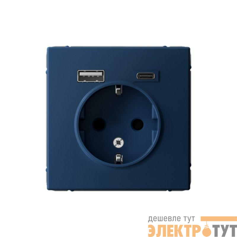 Розетка ArtGallery 16А с 2-мя заряд. устройствами USB A+C 5В/2.4А/3А 2х5В/1.5А механизм аквамарин SE GAL001132